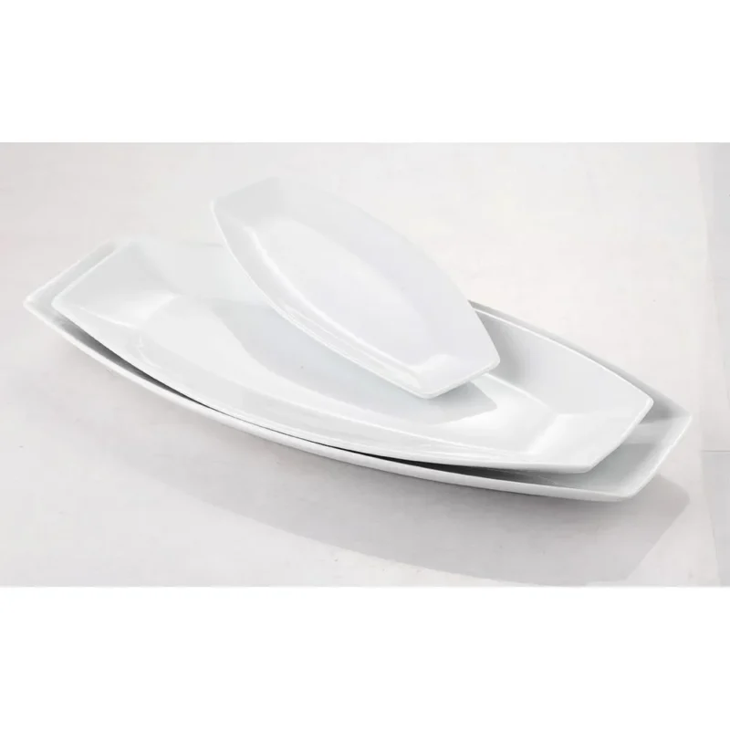 Fuente Loza 14" Rectangular-Honda Blco